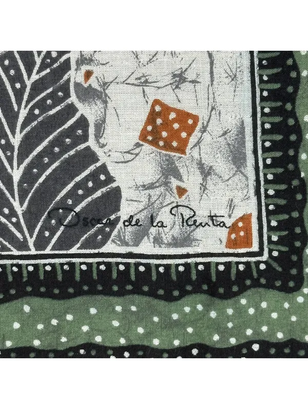 Vintage Accessory Street Oscar De La Renta Leaf Pattern Cotton Scarf - Image 7
