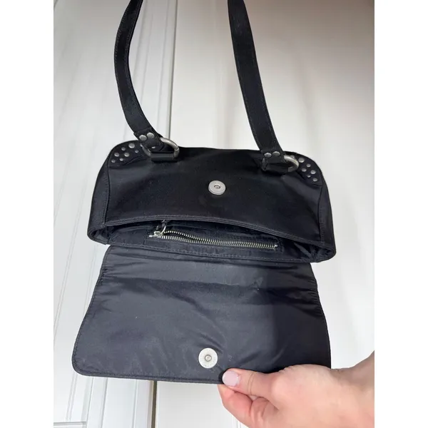 Y2K 90's Polo Jeans Ralph Lauren Shoulder Bag Small Black Studded Canvas Purse - Image 4