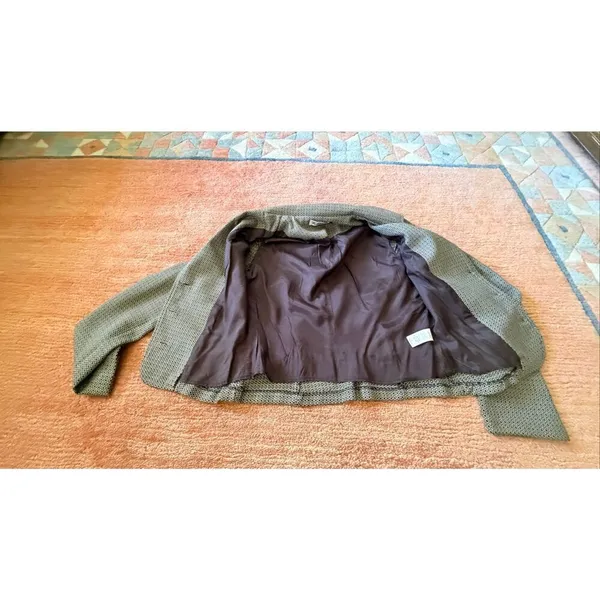Karee Cropped Blazer Jacket M Brown Print Fitted Button Front Size M - Image 8