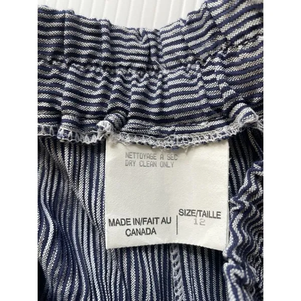 Eileen Fisher? Cotton Linen Wide Leg Pants Women's 12 Stripe Blue Made In Canada - Image 5