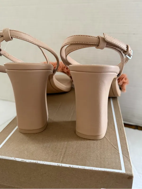 Dolce Vita Womens Lesha Blush Pink Leather Ruffle Sandals Heels Sz 10 NEW - Image 4