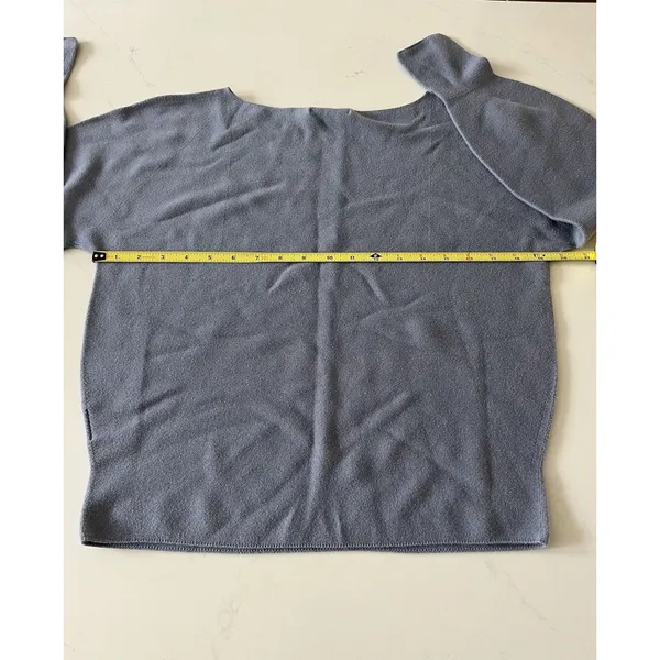 Uniqlo Women Size M Blue 100% Cotton Cocoon Knit Boatneck Sweater - Image 6