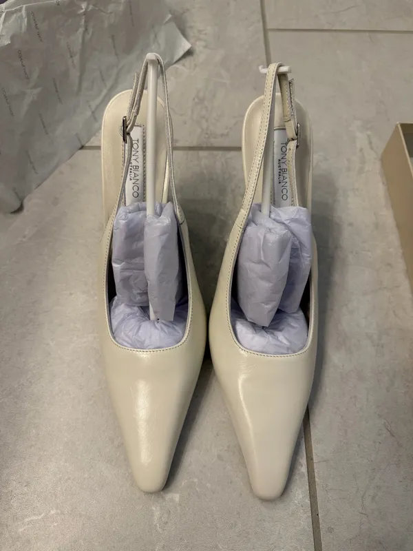 Tony Bianca Sassy Dove Crinkle Slingback Heels - Image 3