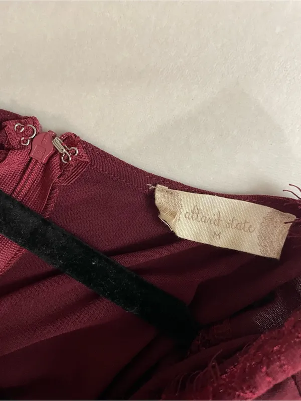 Altar’d State Burgundy Lace-Trim Wide-Leg Jumpsuit Size M - Image 6