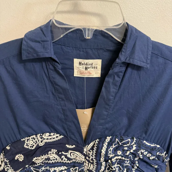 NWT $148 Anthropologie x Holding Horse Flared Bandana Side-Zip Shirt Dress 0 - Image 7