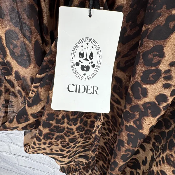 NWT Cider Chiffon Top Women's XL Leopard Babydoll Cami Festival Party Casual - Image 8