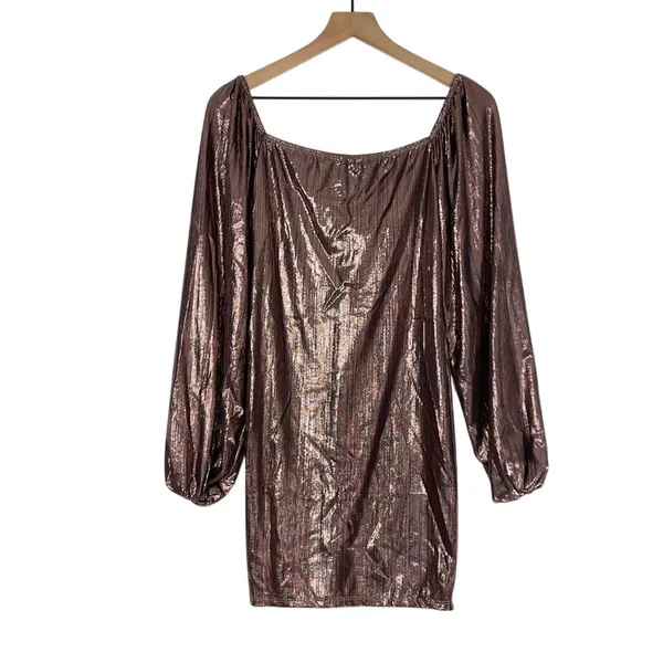 Nasty Gal Rose Gold‎ Metallic Mini Dress Size 8 NWT Night Out Party Cocktail - Image 4