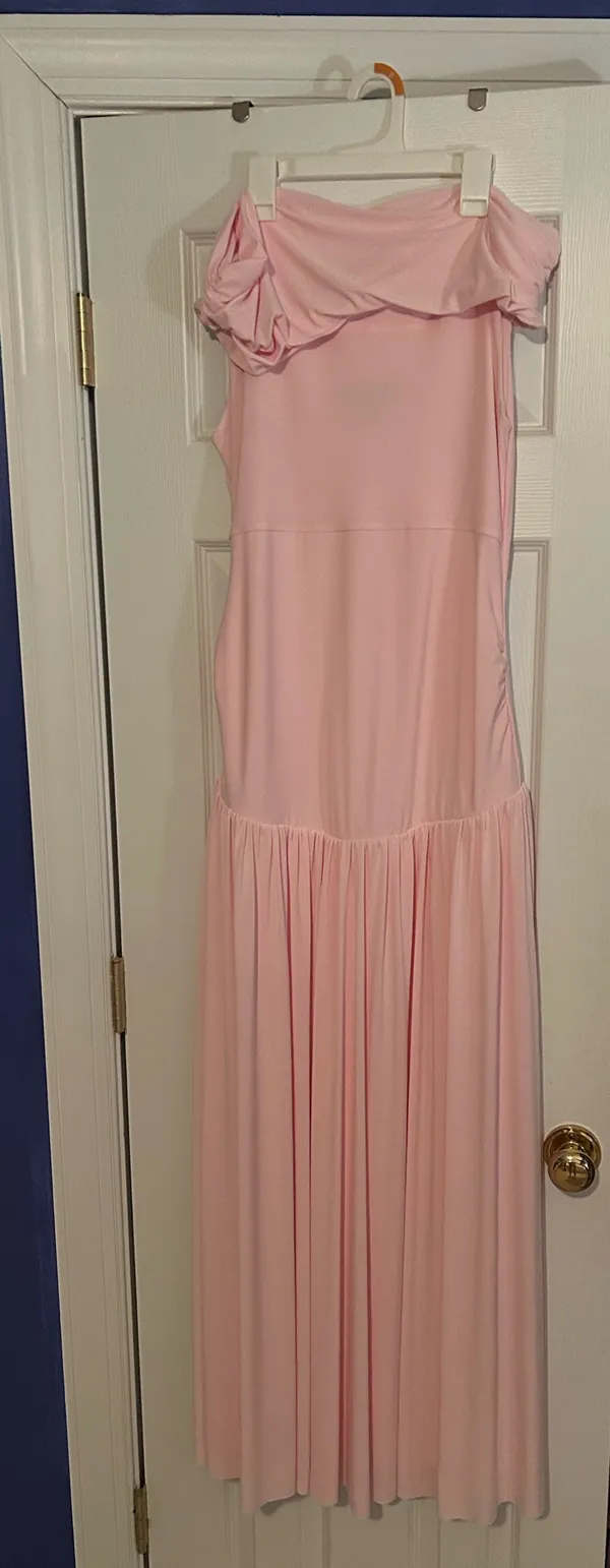 Club L Juliette Blush Pink Bardot-Neck Maternity Maxi Dress With Drop-Waist - Image 9