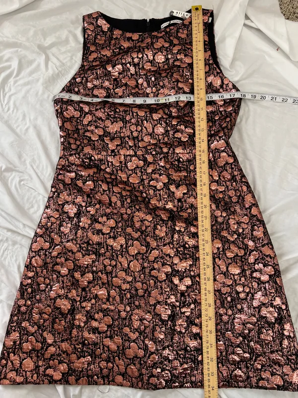 NWT Alice + Olivia Pink Black Metallic Floral Jacquard Dress Size 12 - Image 8