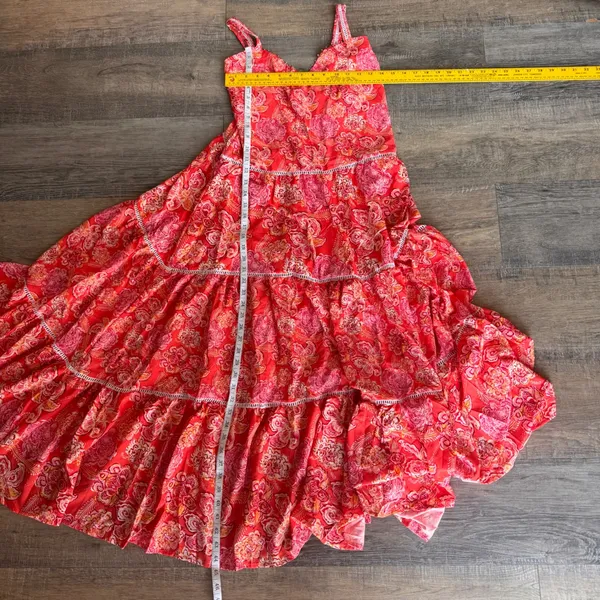 NWT Cosita Linda‎ Mandarin Floral Tiered Maxi Dress CL22548C Orange Pink Small - Image 8