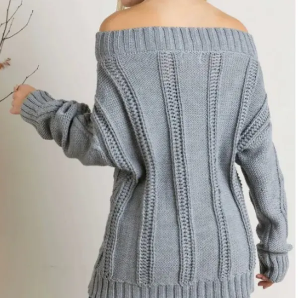 ✨NWT ADORA Cable Knit Off‎ Shoulder Sweater Size M - Image 3