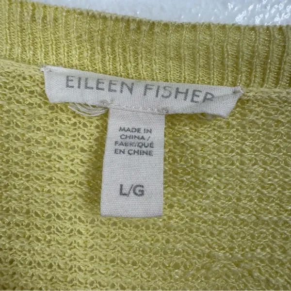 Eileen Fisher Butter‎ Yellow Organic Linen Cotton Blend Sweater Size Large - Image 3