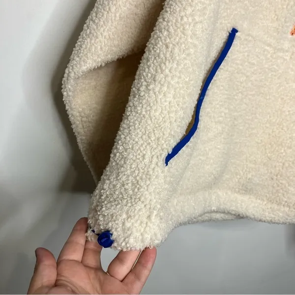 Wild Fable‎ off white Sherpa hooded pullover quarter zip size large - Image 3