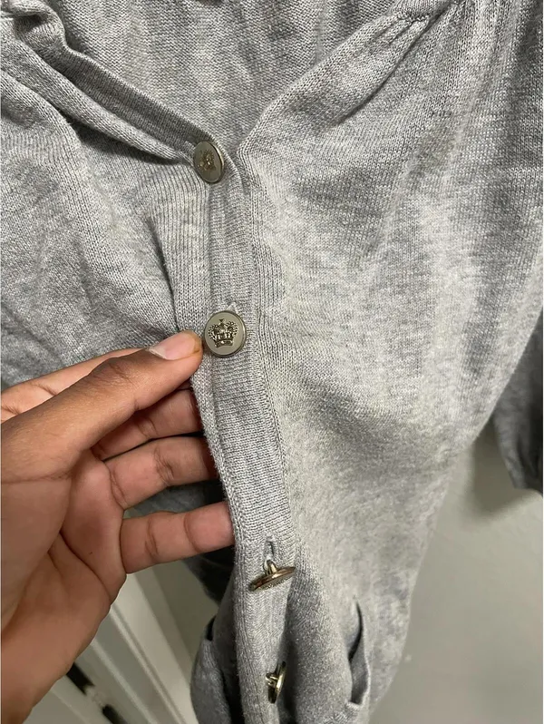 Juicy Couture Sweater Women S Gray Cardigan 3/4 Sleeve - Image 4