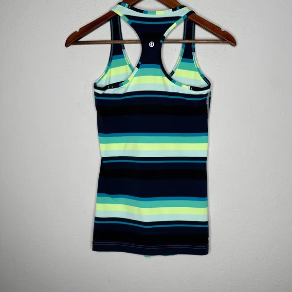 Lululemon cool racerback Navy, yellow‎ white size 4 - Image 5