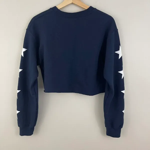 Navy Blue Kappa Star Cropped Long Sleeve Pullover Sweatshirt - Image 6