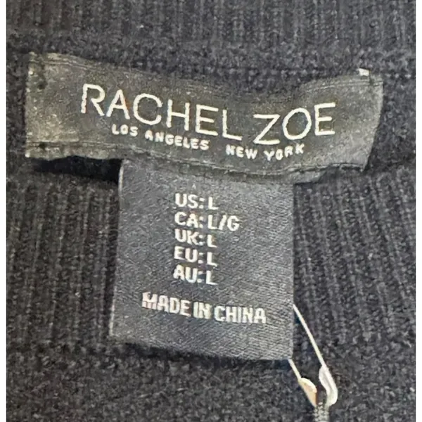 Rachel Zoe‎ Women's Sweater Long Sleeve Cropped Knit Pullover Black Large NWT - Image 5
