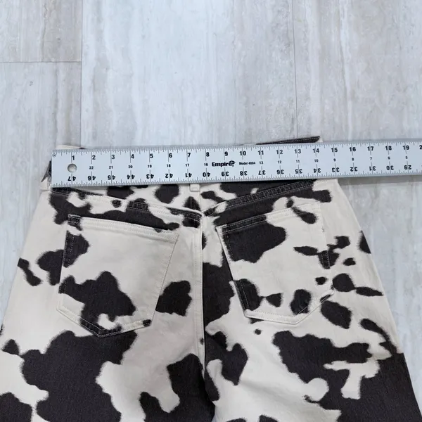 Abercrombie & Fitch The Baggy Low Rise Cow Print Jeans Black White 26 Short - Image 8