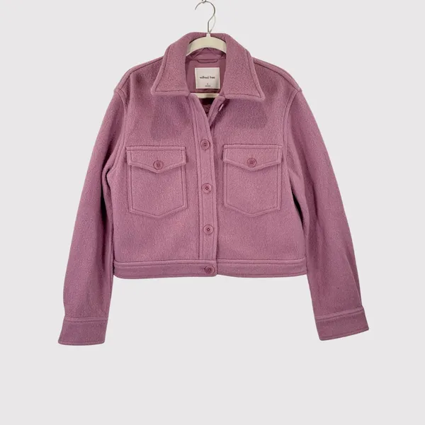 Aritzia Wilfred Free Womens Shirt Jacket Pink Autumn Merino Wool Shacket Small - Image 2
