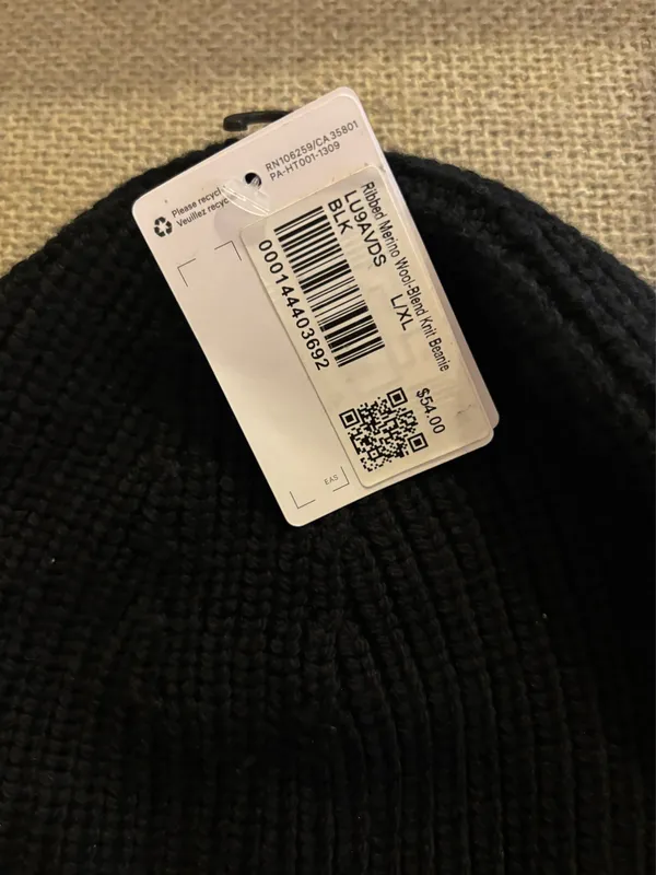 NWT Lululemon Ribbed Merino Wool-Blend Knit Beanie - Black - size L/XL - Image 2