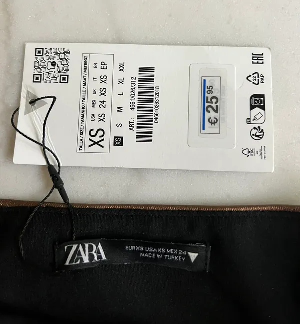 ZARA Metallic Bronze Ruched Tapered Strapless Top - Image 9