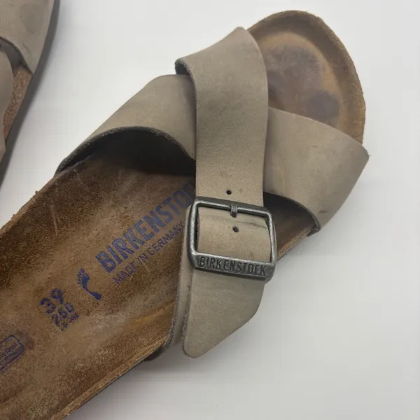 Birkenstock Siena Oiled Leather Sandals Tobacco Brown Cross Strap Slide 39 L8 M6 - Image 5