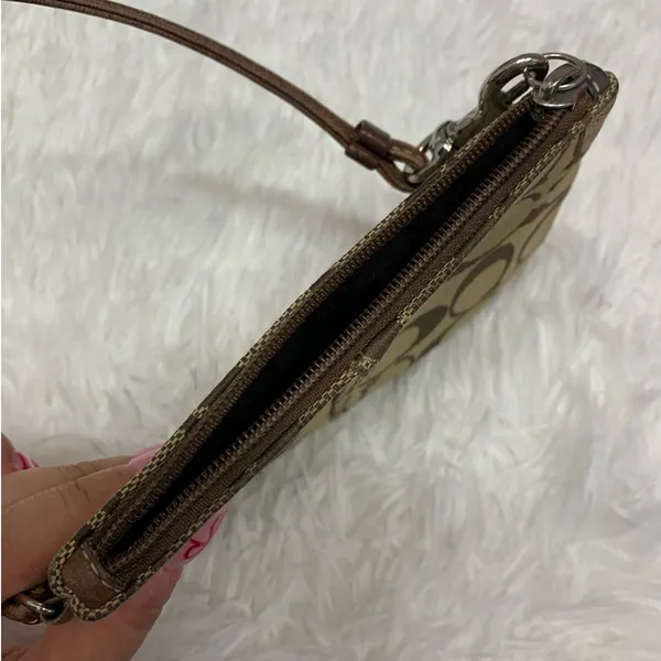 COACH Brown Signature Canvas Wristlet - Image 4