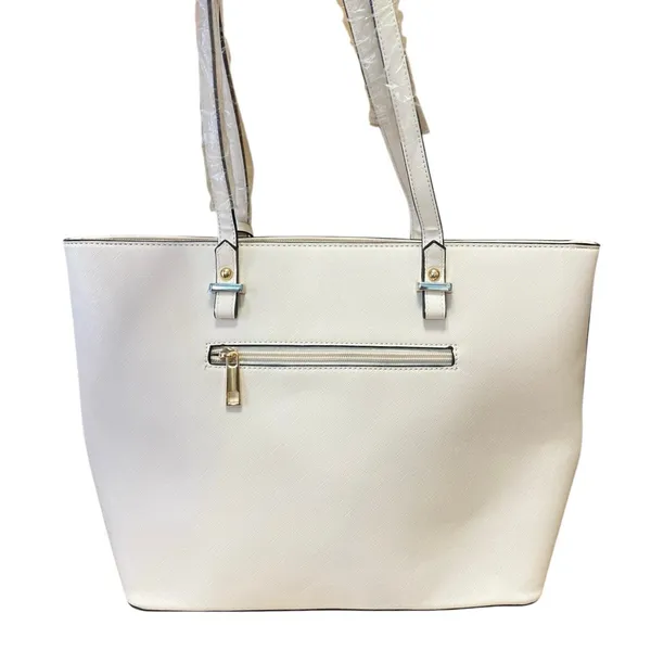 LOVEVOOK White Ivory Faux Leather Vegan Shoulder Pouch Tote Satchel Handbag OS - Image 5