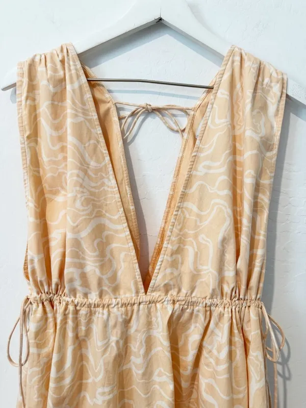 Abercrombie Babydoll Dress XL Double V Neck Swirly Vacation Boho Cottagecore‎ - Image 4