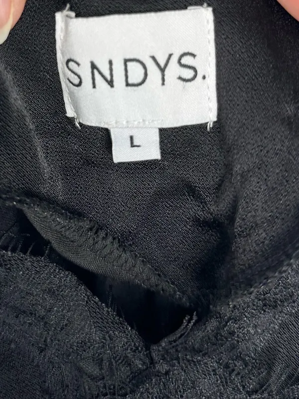 Sndys Gina Black Lace Trim Satin Maxi Dress Women’s‎ Sz L - Image 6
