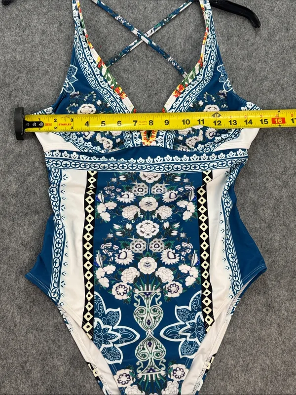 Cupshe Blue Floral Lace-Up One Piece Swimsuit - Image 2