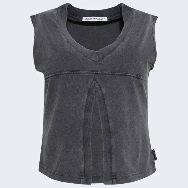 Alexander Wang V-Neck Tank Top in Faded Black Size XS - Image 9