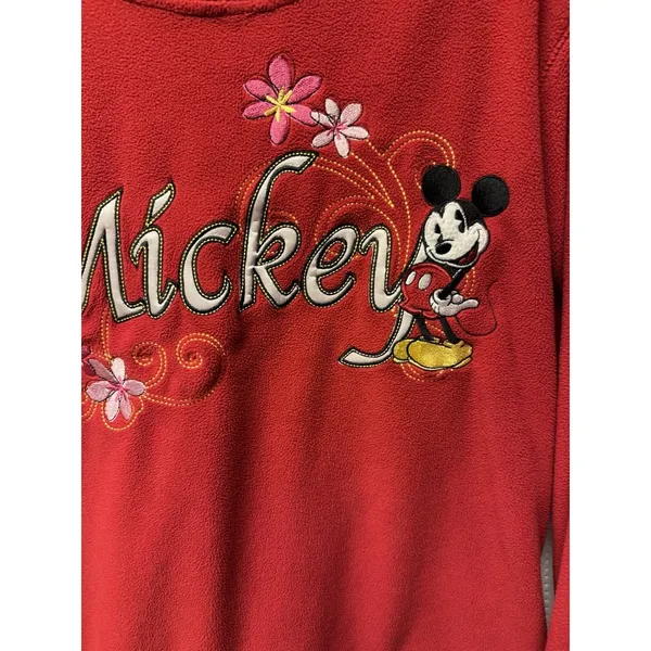 Vintage Disney Brand Women's Red‎ Size M Mickey Embroidered Applique Sweatshirt - Image 3