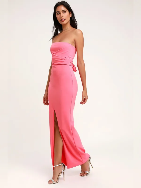 Lulus Own the Night Pink Strapless Maxi Dress Size Small - Image 3