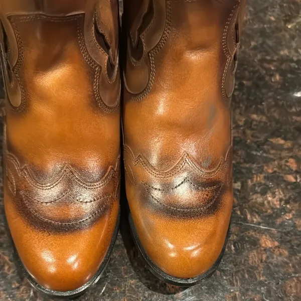 Sandro Moscoloni Brown Leather Cowboy Boots Tan Size 7 - Image 5