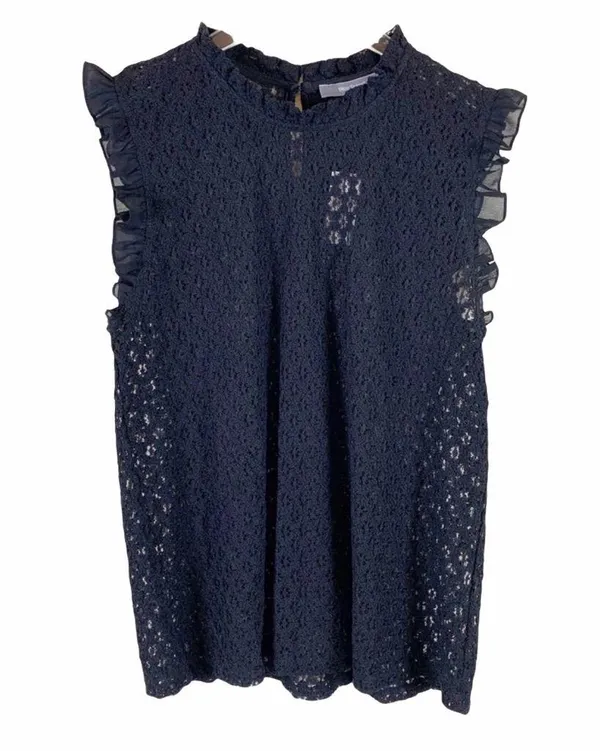 Anthropologie Blue Tassel Nancy Black Embroidered Top - Image 3