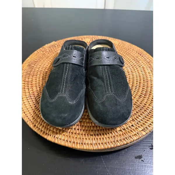 Earth Spirit Womens Gelron Cushion Black Suede Leather Mules Clogs Size 9.5 - Image 2