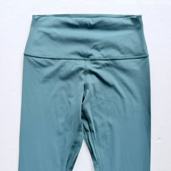 Lululemon Align Pant Ribbed 25" Mystic Green Blue Size 8 Yoga Gym - Image 3