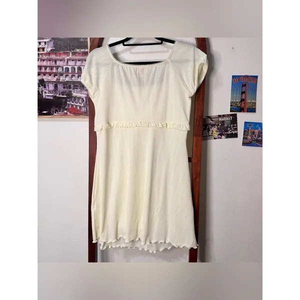 Frankies Bikinis x Sydney Sweeney Rue Pointelle Mini Dress Vanilla Ivory - Image 8