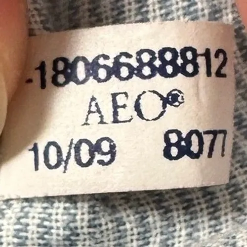 American Eagle Oversized Grunge Plaid Flannel Shirt Women's Large Blue‎ - Image 8