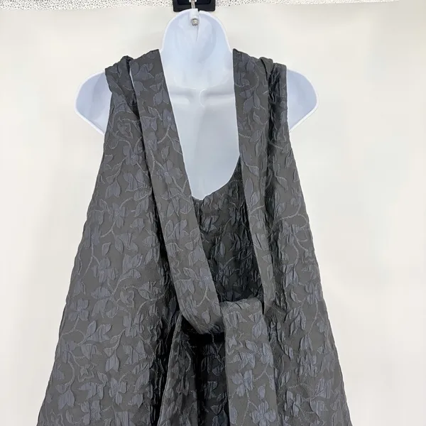 Scoop Black Jacquard Metallic Dress Sz M Bow Back Whimsigoth Dark Coquette Party - Image 9