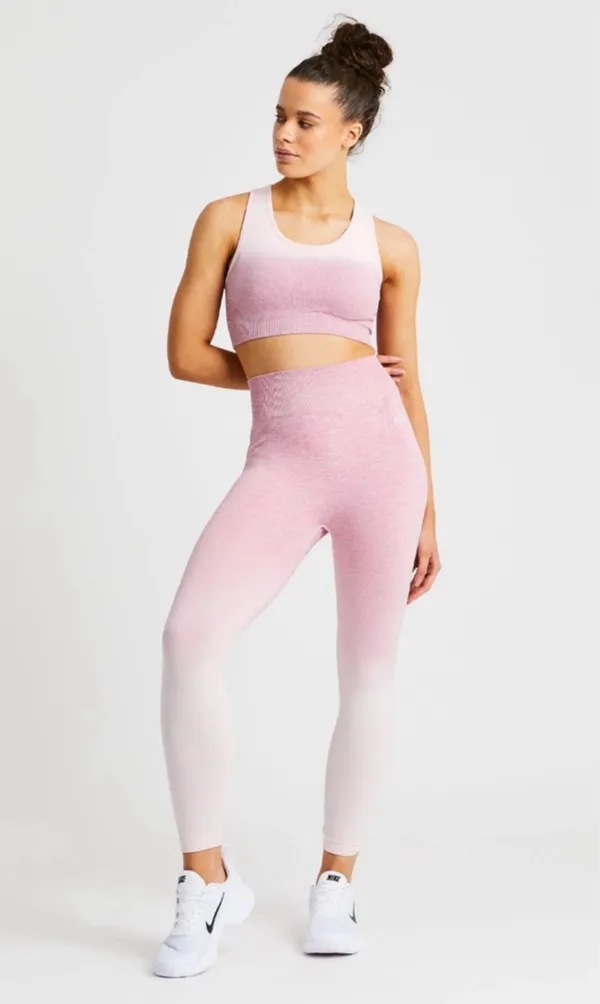 AYBL Rose Pink Set Cropped Jumper Ombré Seamless Leggings S/M - Image 4