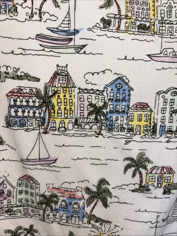 Talbots Cotton Top With Seaside Village Design Size Oversized Xl 3/4” Sleeves - Image 2