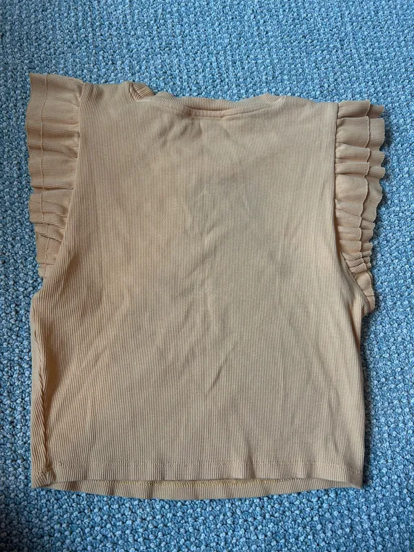 ZARA orange ribbed ruffle sleeve top - Image 2