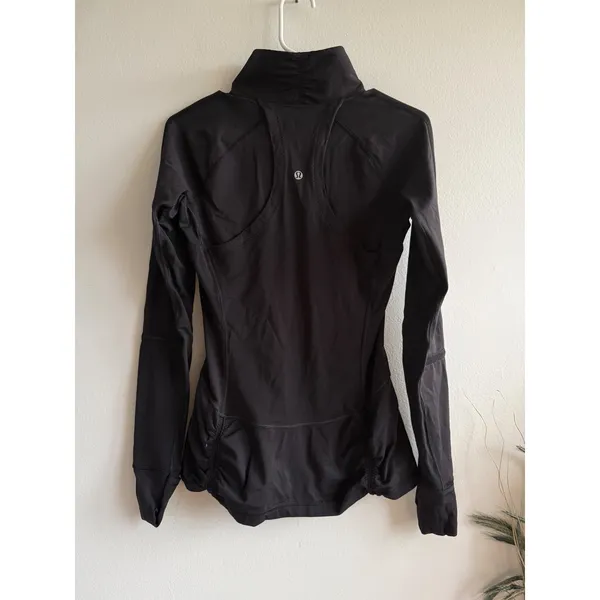 Lululemon‎ Womens Black Quarter Zip Pullover Athletic Running Top Size 6 - Image 2