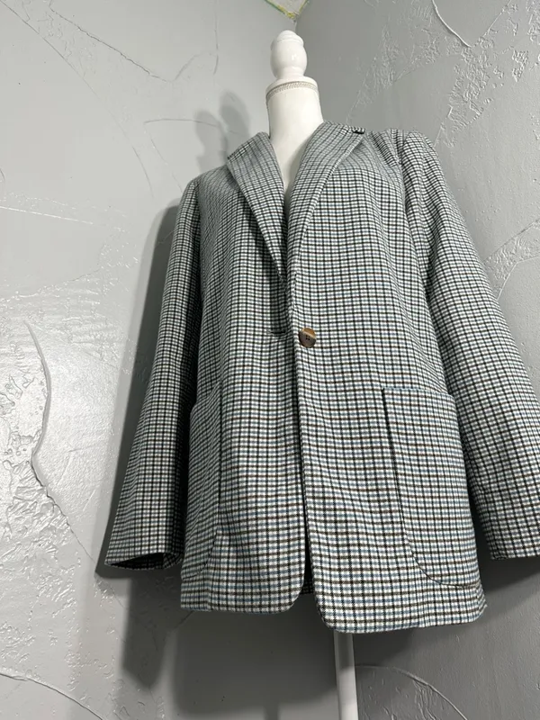 a new day Plaid Single-Button Blazer in Blue and Black. - Image 9