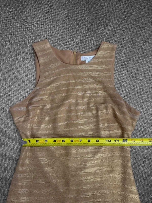 Bisou Bisou Gold Shimmer Bodycon Cocktail Dress Size 4 - Image 8
