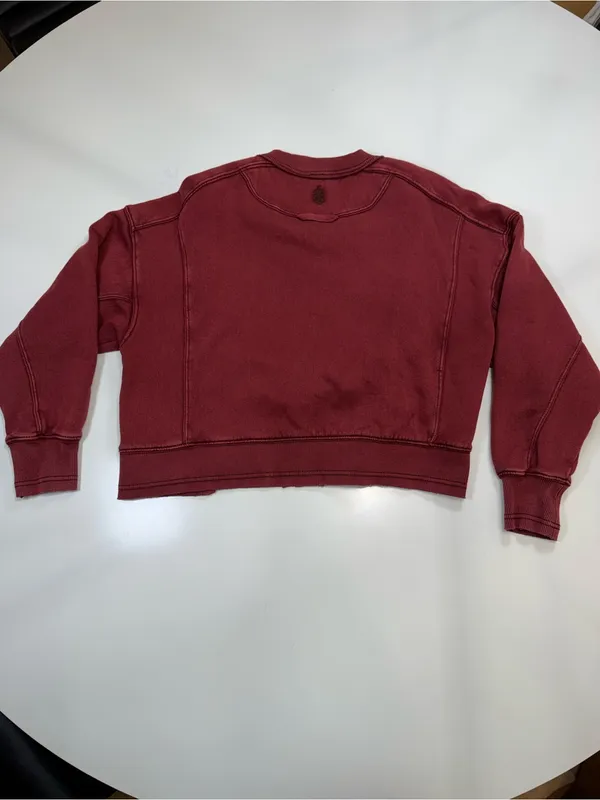 Free People Maroon Relaxed Crewneck Sweatshirt - Image 8