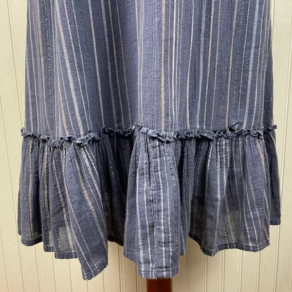 Vintage Y2K Old Navy Strapless Sundress Size Small Blue Metallic Stripe FLAWED - Image 5