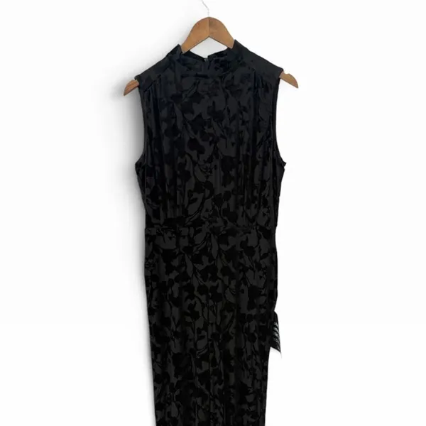 Lulus Micola Black Velvet Jacquard Mock Neck Jumpsuit size Large NWT - Image 6